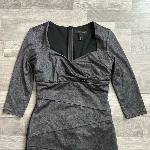 White House Black Market Instantly Slimming Dark Grey Shimmer Mini Dress - Picture 3 of 8